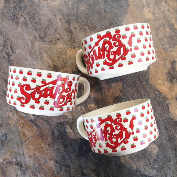 Vintage Large "Soups On" Mugs